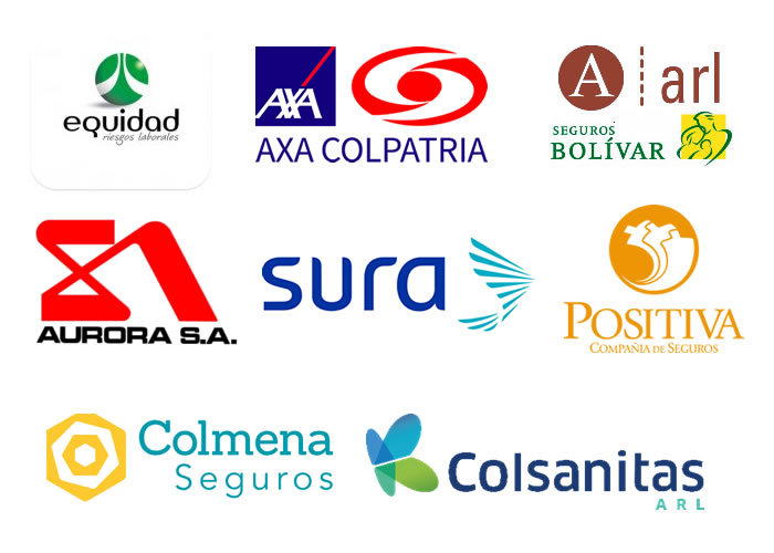 Logos de las principales Administradoras de Riesgos Laborales - ARL en Colombia