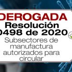 La Resolución 0498 de 2020 establece los subsectores de manufacturas y sus cadenas, a los que les está permitido el derecho de circulación.