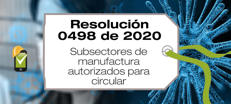 La Resolución 0498 de 2020 establece los subsectores de manufacturas y sus cadenas, a los que les está permitido el derecho de circulación.