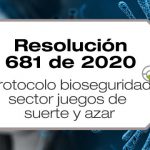 La Resolución 681 de 2020 adopta adopta el protocolo de bioseguridad para el sector de juegos de suerte y azar.