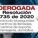 La Resolución 735 de 2020 establece el protocolo de bioseguridad para centros de llamadas, centros de soporte, mensajería, domicilios