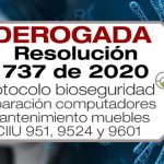 La Resolución 737 de 2020 adopta el protocolo de bioseguridad para mantenimiento de computadores, reparación de muebles y lavanderías.