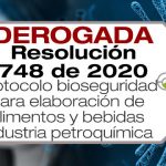 La Resolución 748 de 2020 adopta el protocolo de bioseguridad para elaboración de alimentos y bebidas, la industria petroquímica y la industria metalúrgica básica.