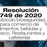 La Resolución 749 de 2020 adopta el protocolo de bioseguridad para el comercio de alimentos, bebidas y tabaco, restaurantes y cafeterías.