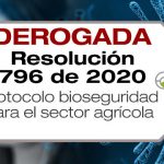 La Resolución 796 de 2020 adopta el protocolo de bioseguridad para el sector agrícola.