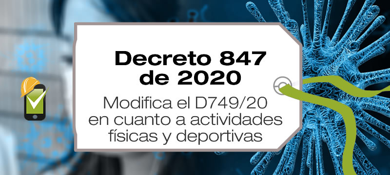 El Decreto 847 de 2020 modifica el D749/20 en cuanto a actividades físicas y deportivas