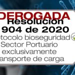 La Resolución 904 de 2020 establece el protocolo de bioseguridad para el sector portuario, exclusivamente para transporte de carga