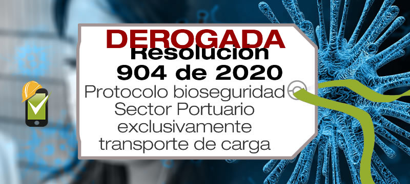 La Resolución 904 de 2020 establece el protocolo de bioseguridad para el sector portuario, exclusivamente para transporte de carga