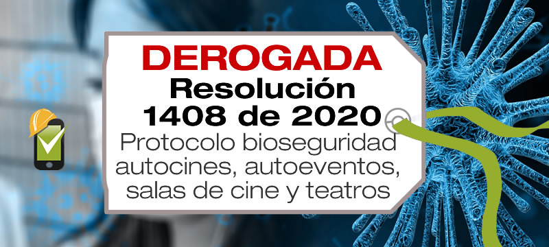 La Resolución 1408 de 2020 adopta el protocolo de bioseguridad para autocines, autoeventos, salas de cine y teatros.