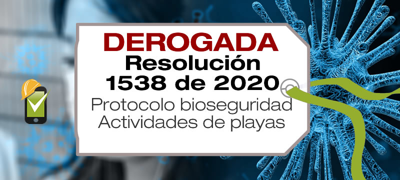 La Resolución 1538 de 2020 adopta el protocolo de bioseguridad para las actividades de playas