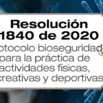 La Resolución 1840 de 2020 adopta el protocolo de bioseguridad para la práctica de actividades físicas, recreativas y deportivas.