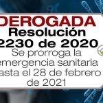 La Resolución 2230 de 2020 prorroga la emergencia sanitaria hasta el 28 de febrero de 2021