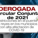 Minsalud y Mininterior establecen medidas focalizadas para municipios con alta afectación de COVID-19 durante el puente de reyes en la circular conjunta 01 de 2021.
