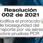 Resolución 002 de 2021 modifica el protocolo de bioseguridad para viajeros por vía aérea sobre las pruebas PCR.