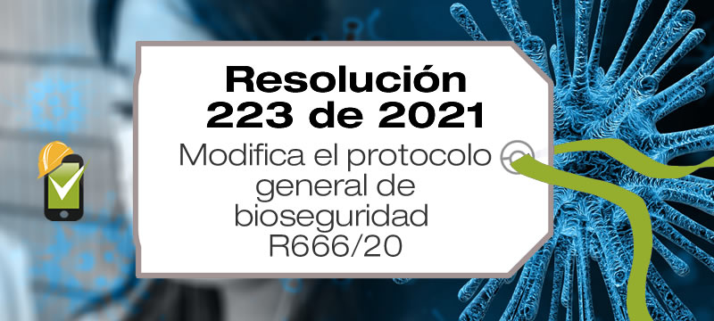 La Resolución 223 de 2021 modifica la Resolución 666 de 2020 en el sentido de sustituir su anexo técnico y su ámbito de aplicación.