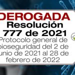 La Resolución 777 de 2021 adopta el protocolo de bioseguridad para la ejecución de actividades económicas, sociales y del Estado.