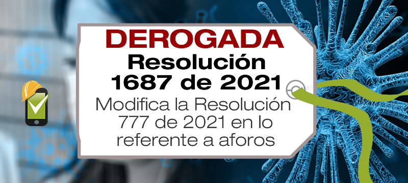 La Resolución 1687 de 2021 modifica la Resolución 777 de 2021 en cuanto a los aforos en eventos masivos públicos y privados.