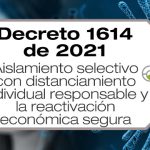 El Decreto 1614 de 2021 trata sobre el Aislamiento selectivo con distanciamiento individual responsable y la reactivación económica segura