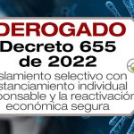 El Decreto 655 de 2022 decreta el aislamiento selectivo con distanciamiento individual responsable y la reactivación económica segura.