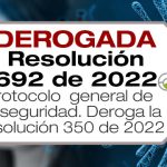 La Resolución 692 de 2022 establece el nuevo protocolo de bioseguridad COVID-19 y deroga la Resolución 350 de 2022.