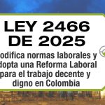 La Ley 2466 de 2025, modifica parcialmente normas laborales y se adopta una Reforma Laboral para el trabajo decente y digno en Colombia.